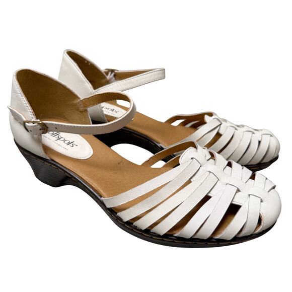 NWOT Women's Softspots Pillowtop Tech White Leather Tatianna Heel Sandal-Size 9 - Picture 4 of 10